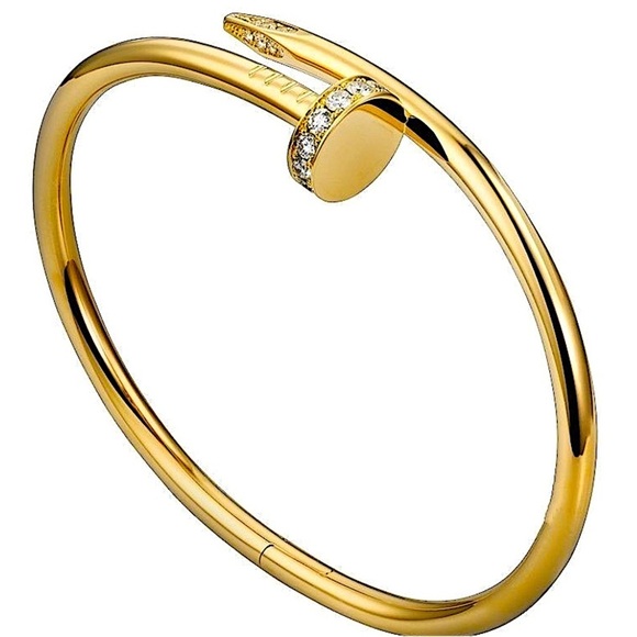 Gold Plated Nail Zircon Bangle Bracelet - Picture 5 of 14